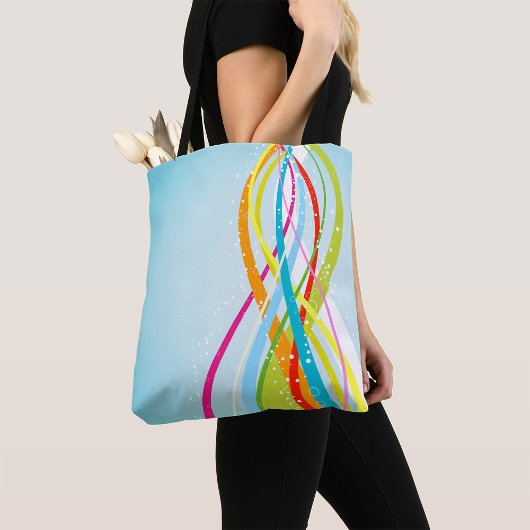 Lijnen van regenboogkleuren tote bag