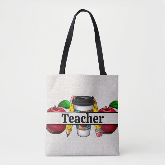 Lijnenblik met Apples en docenten Pencils Tote Bag (Voorkant)