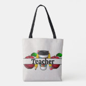 Lijnenblik met Apples en docenten Pencils Tote Bag (Achterkant)