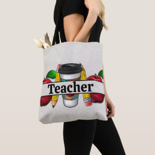 Lijnenblik met Apples en docenten Pencils Tote Bag