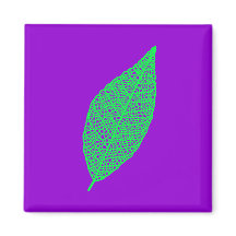Lijnenkunst blad skelet paars en groen