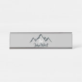 Lijngetrokken monogram voor berggebied, op maat bureau naambordje (Voorkant)