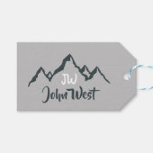 Lijngetrokken monogram voor berggebied, op maat cadeaulabel (Voorkant (Horizontaal))