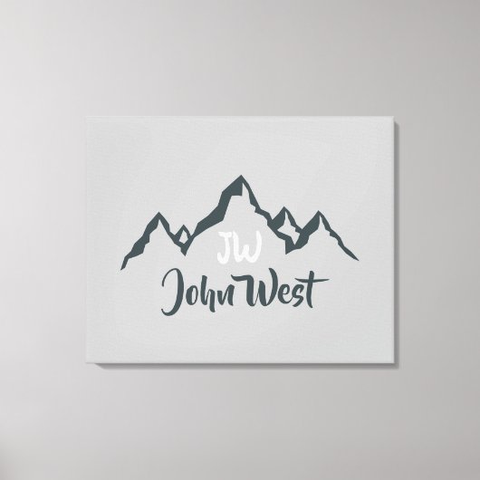 Lijngetrokken monogram voor berggebied, op maat canvas afdruk (Voorkant)