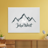 Lijngetrokken monogram voor berggebied, op maat canvas afdruk (Insitu (Woonkamer))