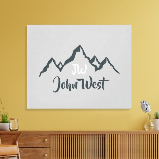 Lijngetrokken monogram voor berggebied, op maat canvas afdruk (Insitu (Woonkamer))