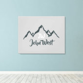 Lijngetrokken monogram voor berggebied, op maat canvas afdruk (Insitu (Houten vloer))