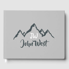 Lijngetrokken monogram voor berggebied, op maat gastenboek