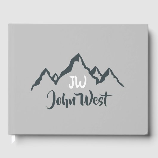 Lijngetrokken monogram voor berggebied, op maat gastenboek (Voorkant)