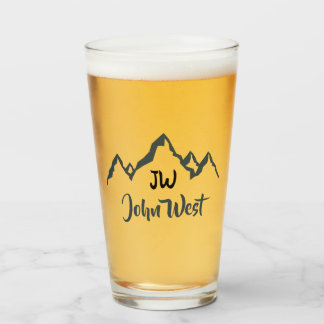 Lijngetrokken monogram voor berggebied, op maat glas