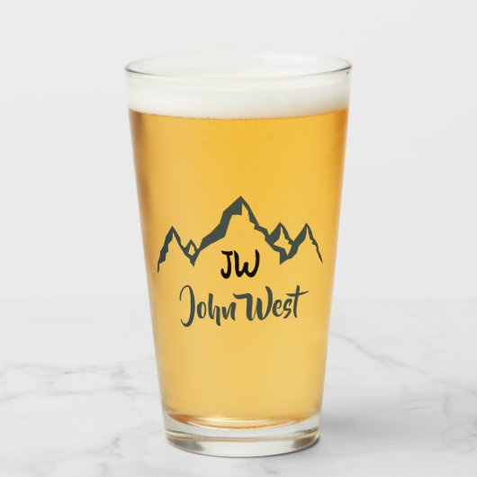 Lijngetrokken monogram voor berggebied, op maat glas (Voorkant gevuld)