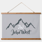 Lijngetrokken monogram voor berggebied, op maat hangend wandkleed (Voorkant)