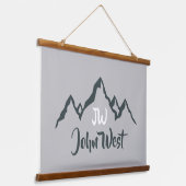 Lijngetrokken monogram voor berggebied, op maat hangend wandkleed (Gebogen)