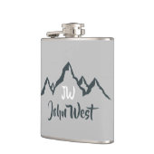 Lijngetrokken monogram voor berggebied, op maat heupfles (Links)