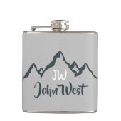 Lijngetrokken monogram voor berggebied, op maat heupfles (Voorkant)