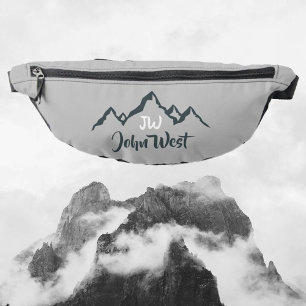 Lijngetrokken monogram voor berggebied, op maat heuptasje