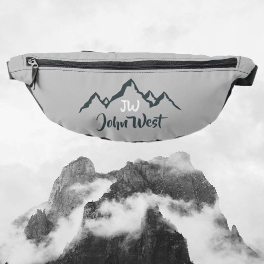 Lijngetrokken monogram voor berggebied, op maat heuptasje