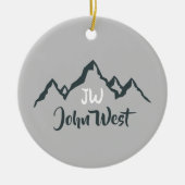 Lijngetrokken monogram voor berggebied, op maat keramisch ornament (Voorkant)