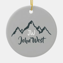 Lijngetrokken monogram voor berggebied, op maat keramisch ornament