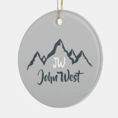 Lijngetrokken monogram voor berggebied, op maat keramisch ornament (Links)