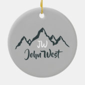 Lijngetrokken monogram voor berggebied, op maat keramisch ornament (Achterkant)