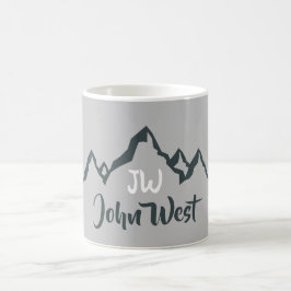 Lijngetrokken monogram voor berggebied, op maat koffiemok