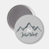 Lijngetrokken monogram voor berggebied, op maat magneet (Voorkant / Achterkant)