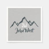 Lijngetrokken monogram voor berggebied, op maat servet (Voorkant)