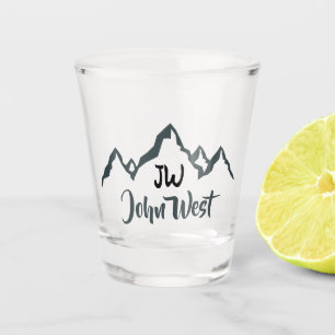Lijngetrokken monogram voor berggebied, op maat shot glas