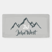 Lijngetrokken monogram voor berggebied, op maat spandoek (Horizontaal)