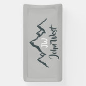 Lijngetrokken monogram voor berggebied, op maat spandoek (Verticaal)