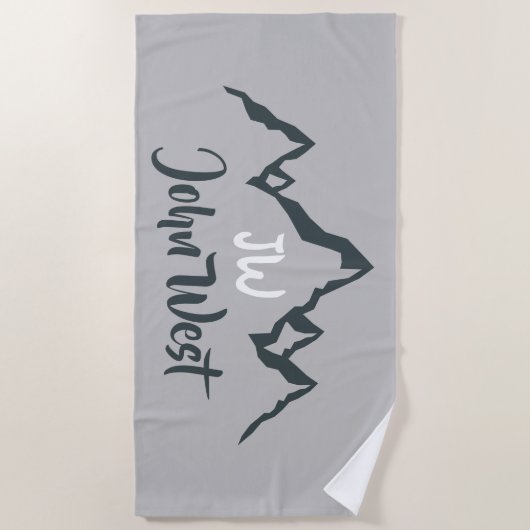 Lijngetrokken monogram voor berggebied, op maat strandlaken (Voorkant)