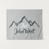 Lijngetrokken monogram voor berggebied, op maat wandkleed (Voorkant (horizontaal))