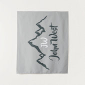 Lijngetrokken monogram voor berggebied, op maat wandkleed (Voorkant)