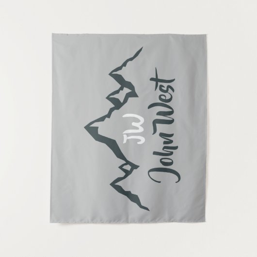 Lijngetrokken monogram voor berggebied, op maat wandkleed (Voorkant)