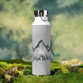 Lijngetrokken monogram voor berggebied, op maat waterfles
