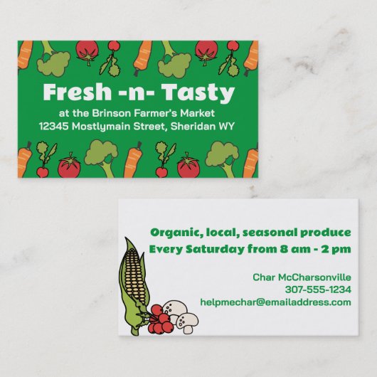 Lijngroenten vegan chef catering visitekaartjes (Voorkant / Achterkant)