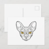 Lijnhoofd Egyptische kat - Kies achtergrondkleur Briefkaart (Voorkant / Achterkant)