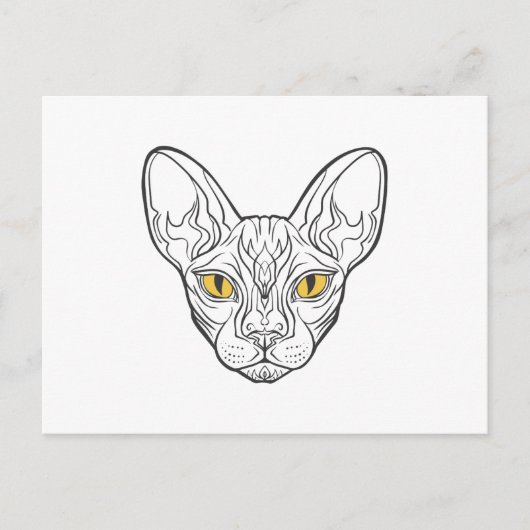 Lijnhoofd Egyptische kat - Kies achtergrondkleur Briefkaart (Voorkant)