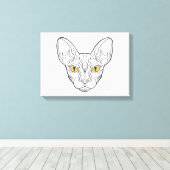 Lijnhoofd Egyptische kat - Kies achtergrondkleur Canvas Afdruk (Insitu (Houten vloer))