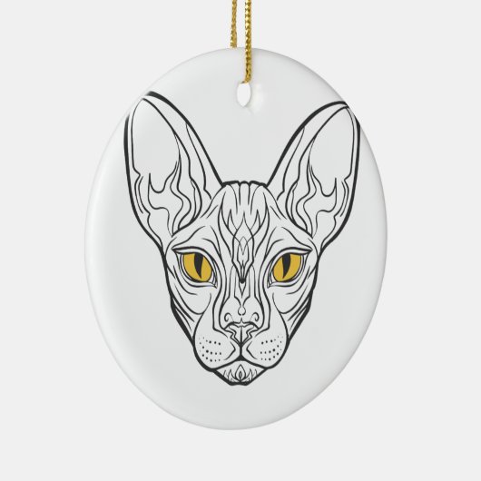 Lijnhoofd Egyptische kat - Kies achtergrondkleur Keramisch Ornament (Rechts)