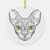 Lijnhoofd Egyptische kat - Kies achtergrondkleur Keramisch Ornament (Voorkant)