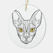 Lijnhoofd Egyptische kat - Kies achtergrondkleur Keramisch Ornament (Links)