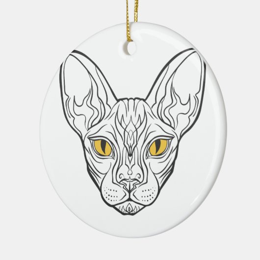 Lijnhoofd Egyptische kat - Kies achtergrondkleur Keramisch Ornament (Links)