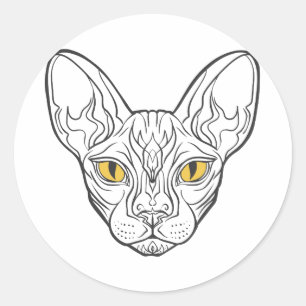 Lijnhoofd Egyptische kat - Kies achtergrondkleur Ronde Sticker