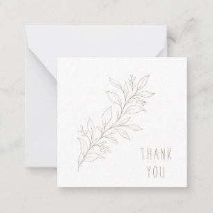 Lijnkunst blad Thank You Monogram Blanco Notitiekaartje