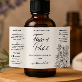 Lijnkunst Bloemige Etherische Olie Fles Label
