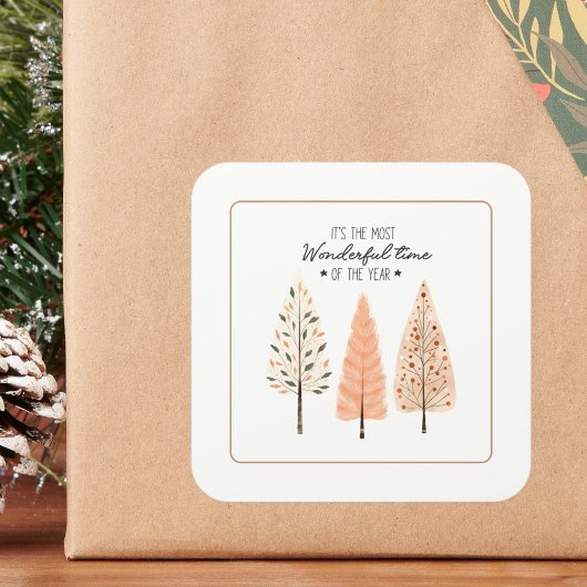 Lijnkunst Boho Aards Modern Minimalistisch Scandin Vierkante Sticker
