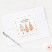 Lijnkunst Boho Aards Modern Minimalistisch Scandin Vierkante Sticker (Envelop)