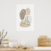 Lijnkunst Figuurprint Enkele Contourtekening Poster (Keuken)